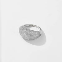 DPLAOPA Women 100% 925 Sterling Silver Full ZIrcon CZ Pave Large Ring