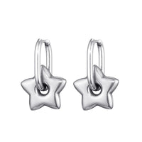 Star Charm Hoop Earrings Waterproof Chunky Classic Stainless Steel Heart Hoop Earrings KESLEY