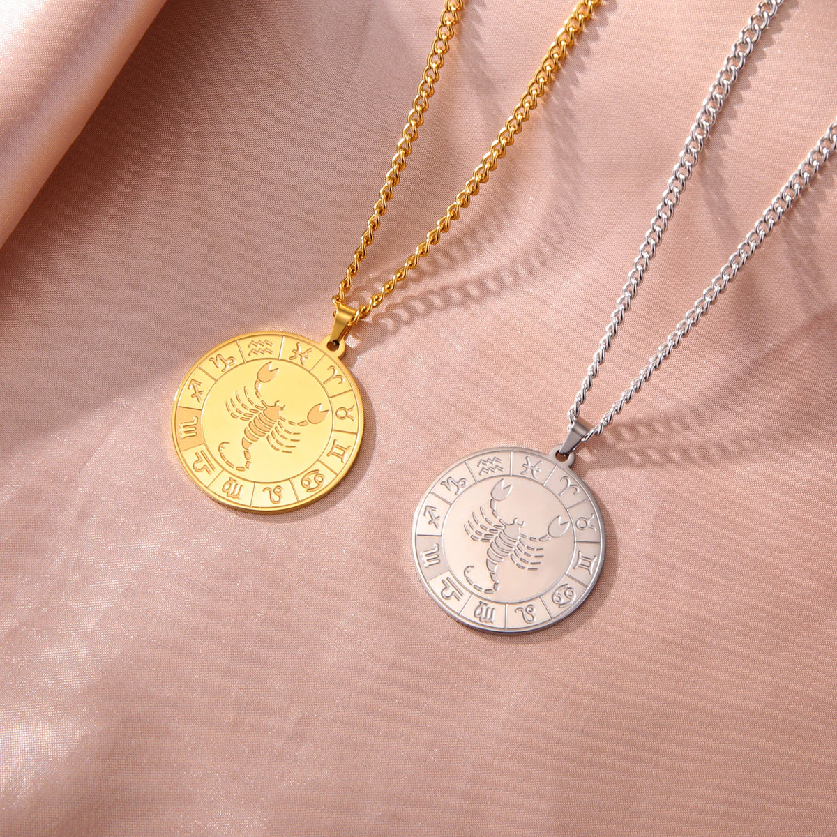 Zodiac Necklaces 12 Constellations Pendants Necklace For Women Men Stainless Steel Jewelry