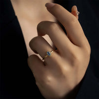 ANDYWEN 925 Sterling Silver Gold Blue Ovals Eye Ring Crystal Luxury
