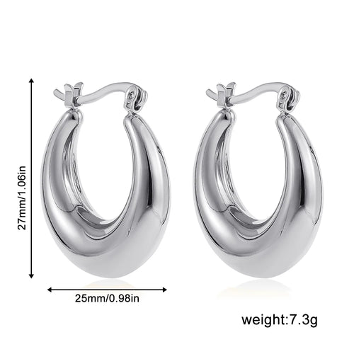 KESLEY Silver Color Exaggerate Oversize Women  Stainless Steel Chunky Hoop Earrings