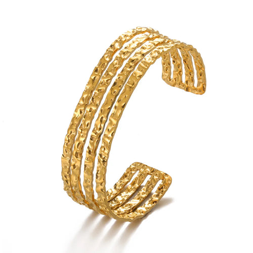 Vintage Smooth Irregular Twist Wide Bracelets For Women Gold Color