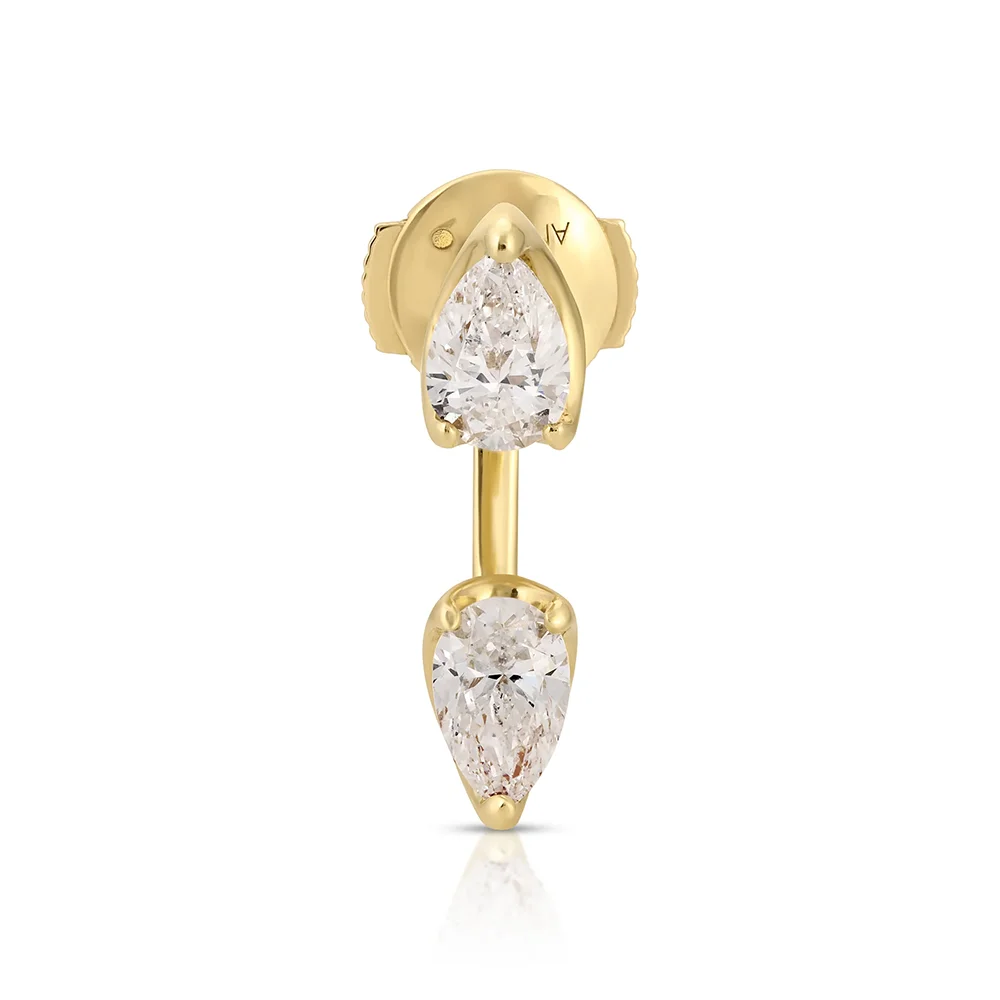 DPLAOPA 925 New Sterling Silver Gold Pear CZ Zircon Stud Earring Clips