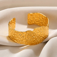 Vintage Smooth Irregular Twist Wide Bracelets For Women Gold Color