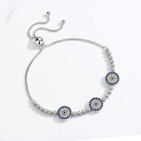 Tongzhe Lucky Evil Eye Tennis Bracelet 925 Sterling Silver Blue Stone