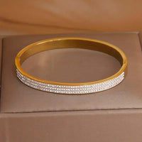 Bangle Bracelets for Stacking Waterproof Gold Plated Crystal Star Stainless Steel Bangles for Women Fashion Brand Jewelry