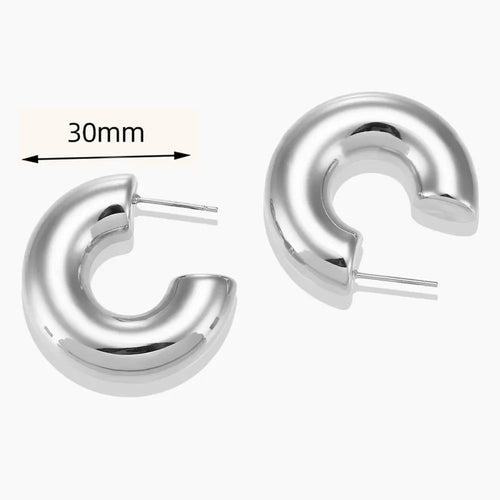 KESLEY Silver Color Exaggerate Oversize Women  Stainless Steel Chunky Hoop Earrings