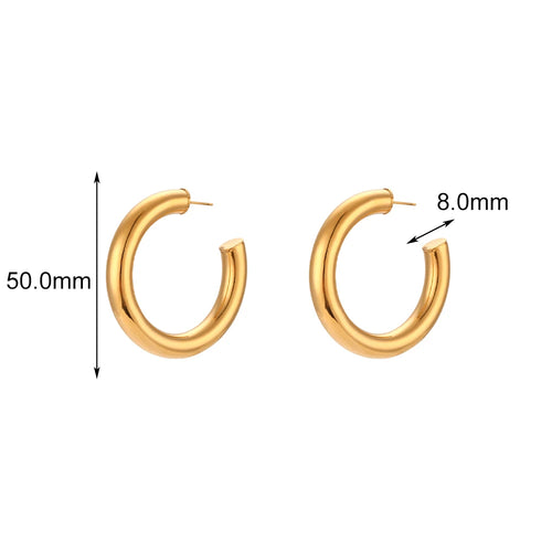 KESLEY  Chunky Hoop Earrings Waterproof 18K Gold Plated  Stainless Steel PVD Hollow Design Chunky Bold Gold Earrings