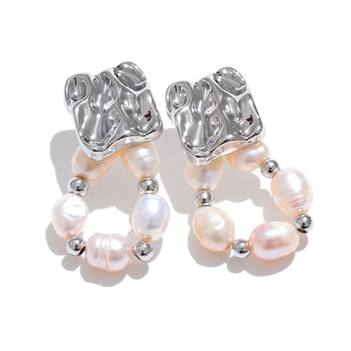 Yhpup High Quality Natural Freshwater Pearl Geometric Fashion Drop