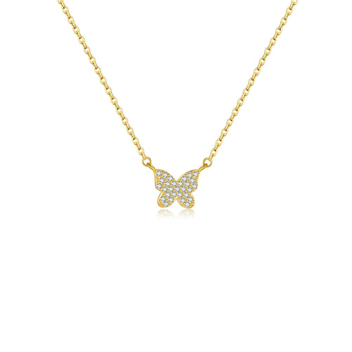 ANDYWEN Women 925 Sterling Silver Butterfly CZ Zircon Pendant Luxury
