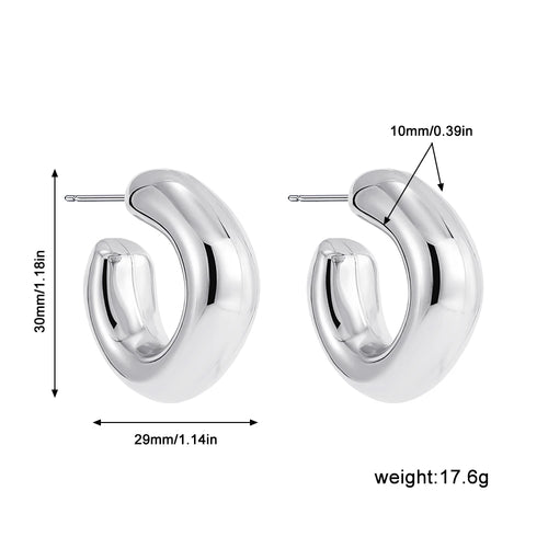 KESLEY Silver Color Exaggerate Oversize Women  Stainless Steel Chunky Hoop Earrings