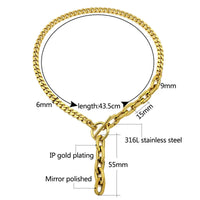 KESLEY Paperclip Y Shape Lariat Statement Necklace Dangle Thick Chain Gold Plated Stainless Steel Waterproof Luxury Necklace High Quality