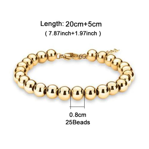 Ball Bracelets Stainless Steel ball Beads Cuff Bracelet for Women men Gold Silver