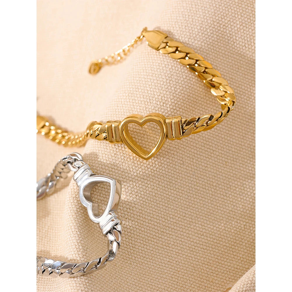 KESLEY (Wrist over 40mm fit this style) High Quality Love Heart Cuban