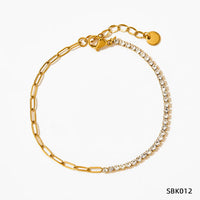 Cz stone Half tennis chain bracelet stainless steel bracelets for