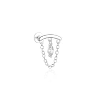 925 Sterling Silver 1PCS Tassel Marquise Shape Zircon Earrings