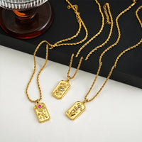 Stainless Steel Vintage Gold Plated Tarot Necklace for Women Sun Moon Square Pendant Necklaces