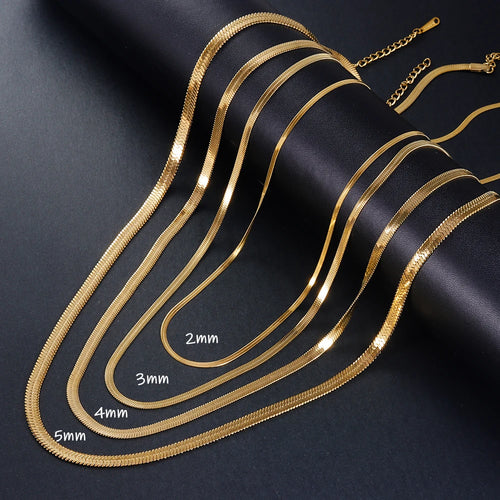 KESLEY Gold Color Stainless Steel Snake Chain Necklace for Women Men