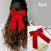 Girls Black Red Big Velvet Bow Hair Clip For Women Vintage Wedding