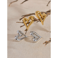 Yhpup 316l Stainless Steel Heart Love Hollow Stud Earrings Prevent