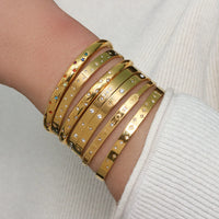 Gold Bangle Bracelets 18K Gold Plated Stacking Waterproof Luxury Jewelry KESLEY