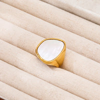 KESLEY Mother of Pearl Chunky 18K Gold PVD Waterproof & Tarnish Free Statement Ring