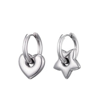 Star Charm Hoop Earrings Waterproof Chunky Classic Stainless Steel Heart Hoop Earrings KESLEY