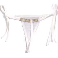 Custom Crystal A-Z Letter Bikini Thongs For Women Sexy String T-back