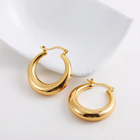 Fashion Glossy Stainless Steel Chunky Hoop Earrings for Women Gold KESLEY