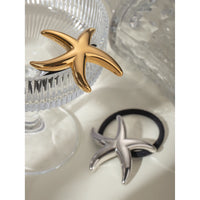 Hair Tie Jewelry KESLEY Starfish Hair Band Waterproof Stainless Steel 18K Gold Plated Glossy Slim Pentagram Hair Ring Hair