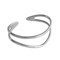 ANDYWEN New 925 Sterling Silver Gold Two Line Circle Bangle Bracelet
