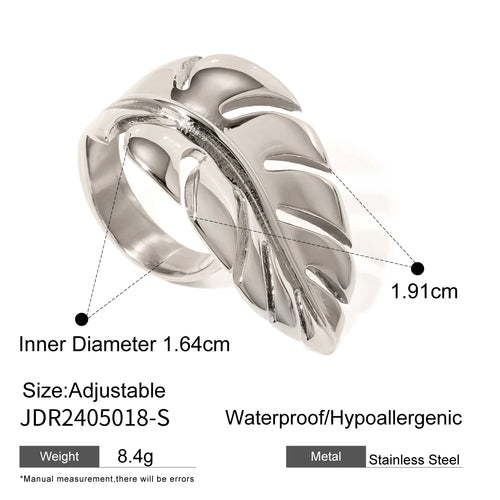 KESLEY Leaf Rust Proof Stainless Steel Big Personal Ring Stylish