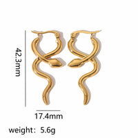 Snake Hoop Earrings 18K Gold plated stainless steel  Snake Hoops Waterproof Jewelry