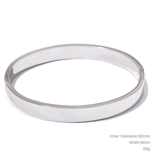 KESLEY High Quality Stainless Steel Round Wide Bracelet Bangle Fashion