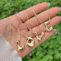 Name Bubble Letter Initial Necklaces Luxury Waterproof Gold Plated Balloon 26 Letter Jewelry Unisex KESLEY