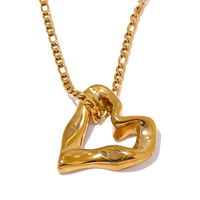 Yhpup 2024 Minimalist Heart Love Hollow Necklace Pendant 18K Plated