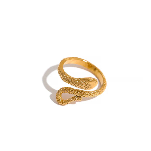 Yhpup Waterproof Stainless Steel Gold Color Charm Snake Ring Statement