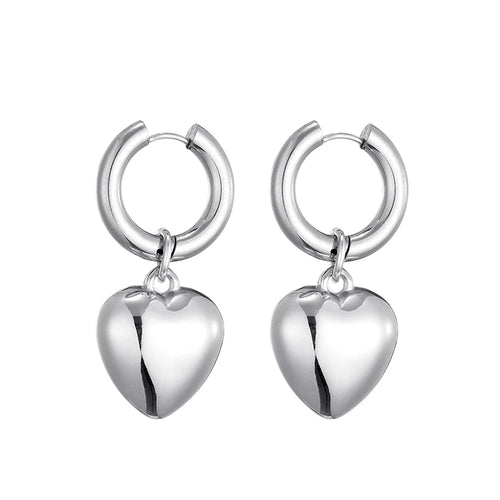 Hoop Earrings with Heart Charm Waterproof Statement Jewelry Hypoallergenic KESLEY