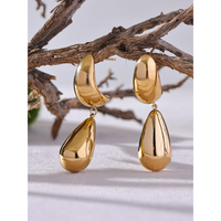 KESLEY Ball Earrings Dome Drop Style Waterproof Charm Stainless Steel Water Drop Teardrop Dangle Earrings