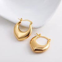 Fashion Glossy Stainless Steel Chunky Hoop Earrings for Women Gold KESLEY