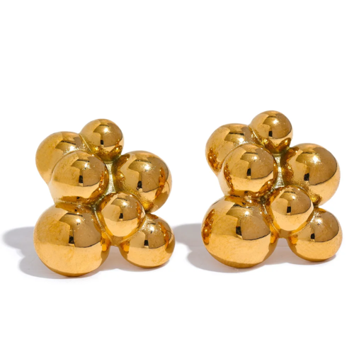 KESLEY  Ball Earrings Chunky 18K Gold Plated Exaggerated Statement Stud Earrings 18K Gold Plated and Silver Luxury Big Studs