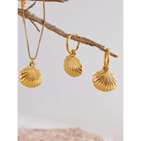 Yhpup Trendy Summer Shell Necklace Earrings Set Fashion Stainless