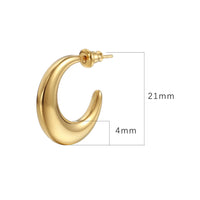 C Hoop Earrings 18k Gold Plated Waterproof Tarnish Free Jewelry KESLEY Medium Size Hoop Earrings