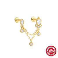 Aide 1pc 925 Sterling Silver Mariquesa Tassel Chain Drop Stud Earrings