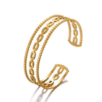 Vintage Smooth Irregular Twist Wide Bracelets For Women Gold Color