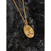 KESLEY Moon Star Eye Round Coin Oval Pendant Necklace Waterproof Hypoallergenic Stainless Steel 18K Gold Plated Jewelry