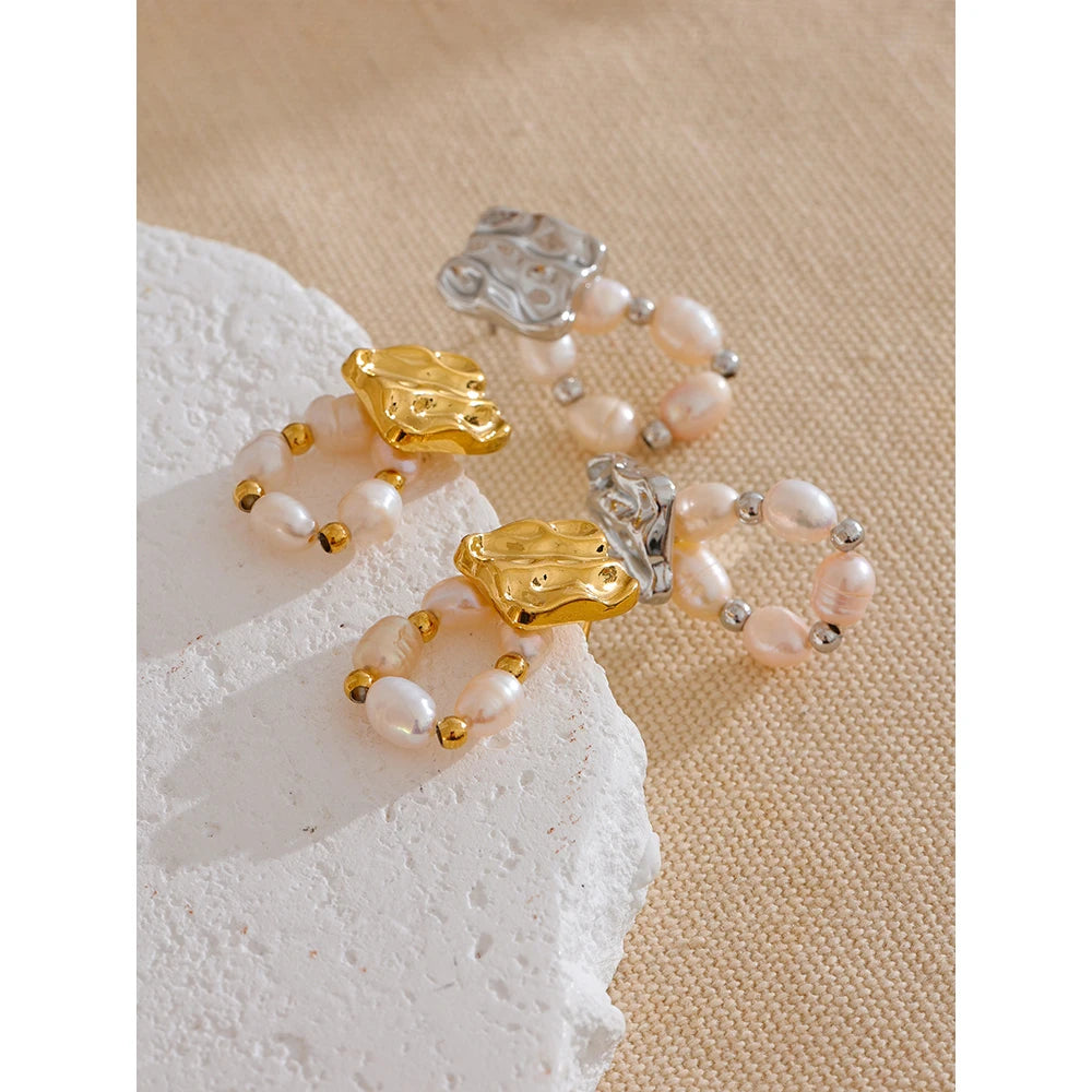 Yhpup High Quality Natural Freshwater Pearl Geometric Fashion Drop