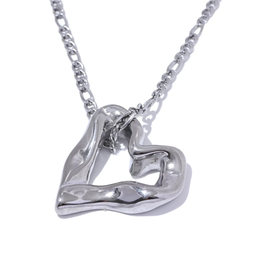 Yhpup 2024 Minimalist Heart Love Hollow Necklace Pendant 18K Plated
