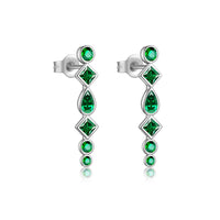 KESLEY Women 925 Sterling Silver Green Zircon CZ Long Piercing Stud Luxury Dangle Earrings