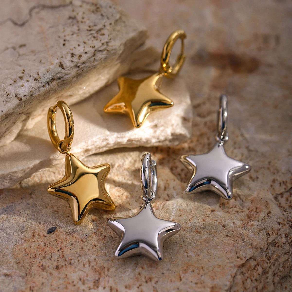 Star Earrings 18K Gold Plated Tarnish Free Waterproof Earrings Hypoallergenic KESLEY